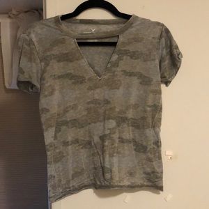 Distressed cutout camp tee